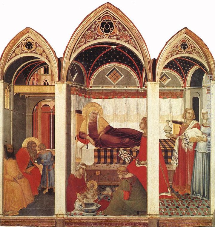 The Birth of Mary painting - Pietro Lorenzetti The Birth of Mary art painting